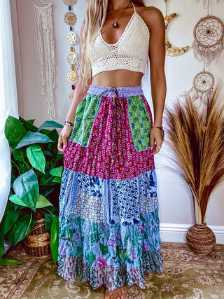 ELEANOR PATCHED TIERED SKIRT