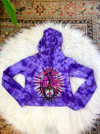 PEACEFUL TRIPS CROPPED HOODIE - PURPLE