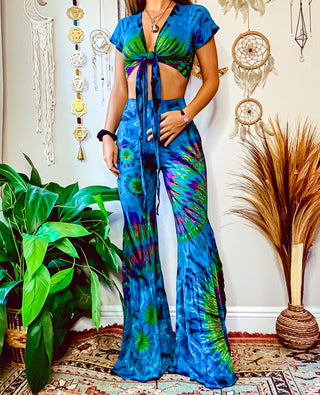 NALIE SPLIT LEG BELL BOTTOMS - TURQUOISE