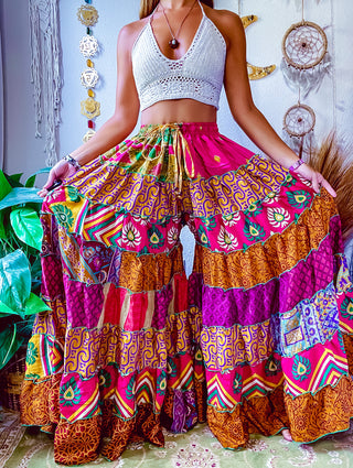 PATCHWORK TIERED PANTS