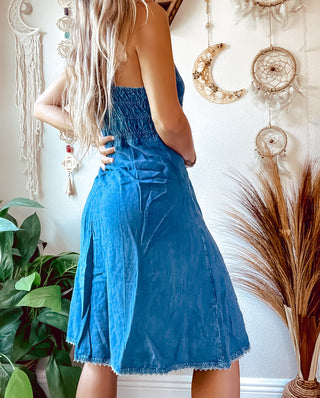 BLUE EMBELLISHED FAIRY STYLE DRESS