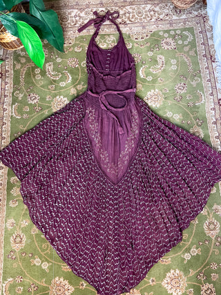 BURGUNDY EMBROIDERED PIXIE DRESS
