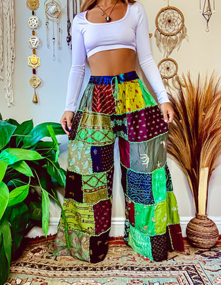 DAISY PATCHWORK WIDE LEG TROUSERS