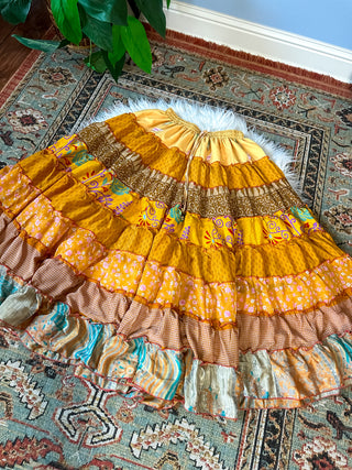 PATCHWORK TIERED SKIRT