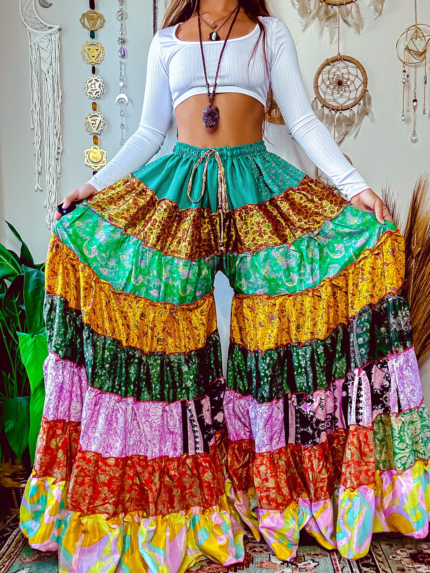 PATCHWORK TIERED PANTS (TALL)