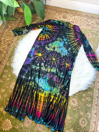 BLACK PSYCHEDELIC TIE DYE DUSTER