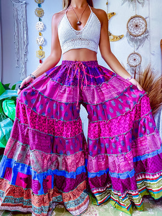 PATCHWORK TIERED PANTS