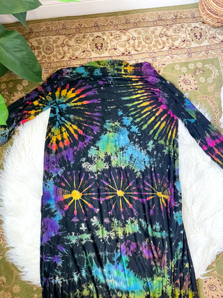BLACK PSYCHEDELIC TIE DYE DUSTER