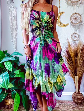 ADELINA PIXIE DRESS - GREEN • PINK • PURPLE • YELLOW