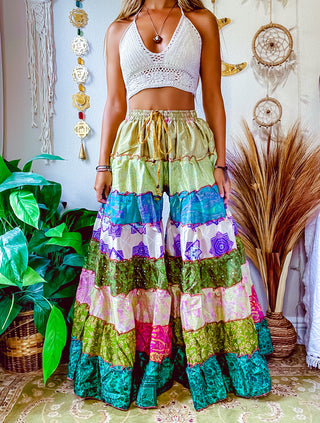 PATCHWORK TIERED PANTS
