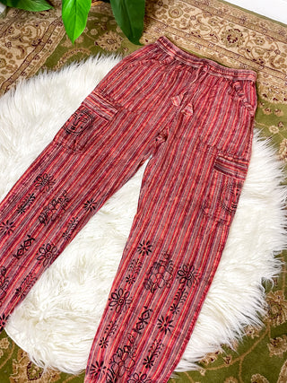 MELODIE STRAIGHT LEG TROUSERS - RED
