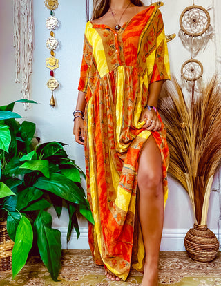 SUNSET FLORAL PATCHWORK DRESS