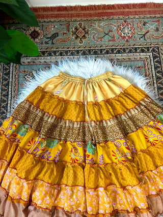 PATCHWORK TIERED SKIRT