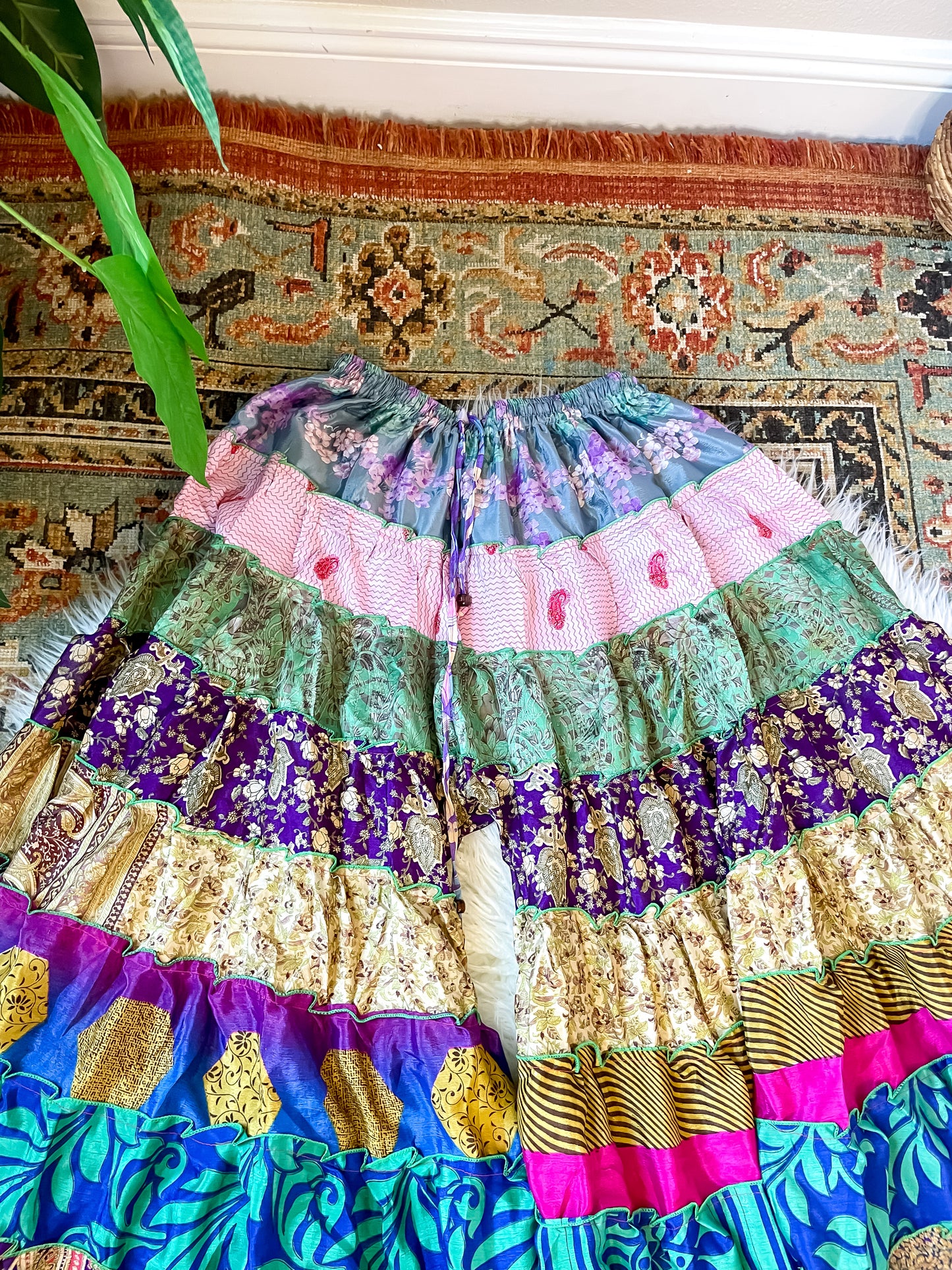 PATCHWORK TIERED PANTS