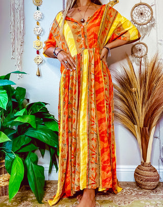 SUNSET FLORAL PATCHWORK DRESS