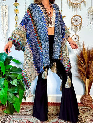 MADISON CROCHET SHAWL - BLUE