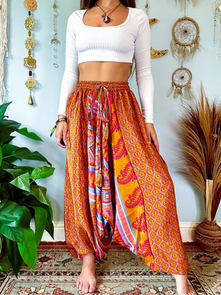 SILK DROP CROTCH HAREM TROUSERS