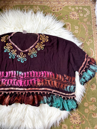 BLACK DYED EMBROIDERED TUNIC