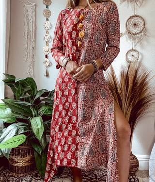 SPLIT PATCHWORK DRESS