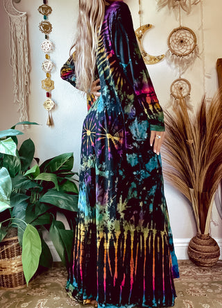 BLACK PSYCHEDELIC TIE DYE DUSTER