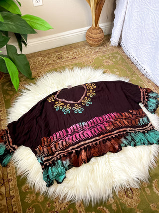 BLACK DYED EMBROIDERED TUNIC