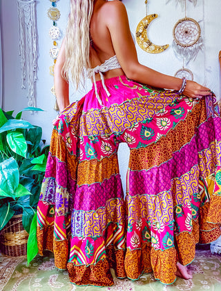 PATCHWORK TIERED PANTS