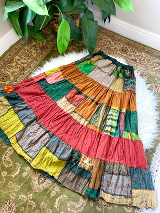 WOODLAND PATCHWORK SKIRT - WARM TONED