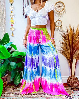 STELLA WIDE LEG PANTS • GREEN • PINK • BLUE • PURPLE