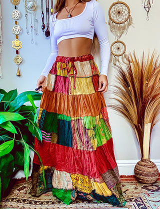WOODLAND PATCHWORK SKIRT - WARM TONED