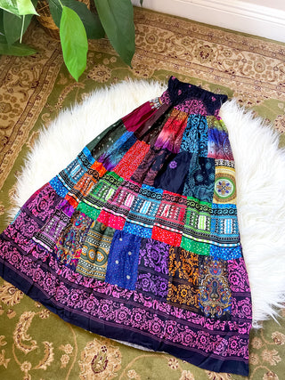 SMOCKED PATCHWORK SKIRT