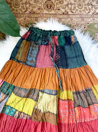 WOODLAND PATCHWORK SKIRT - WARM TONED