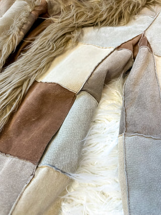 PATCHWORK FAUX FUR TRIM COAT