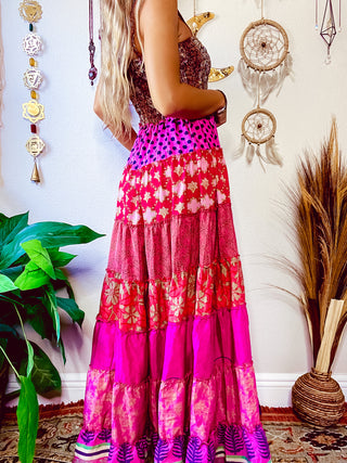 PATCHWORK TIERED DRESS