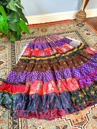 PATCHWORK TIERED SKIRT
