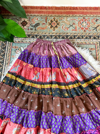 PATCHWORK TIERED SKIRT