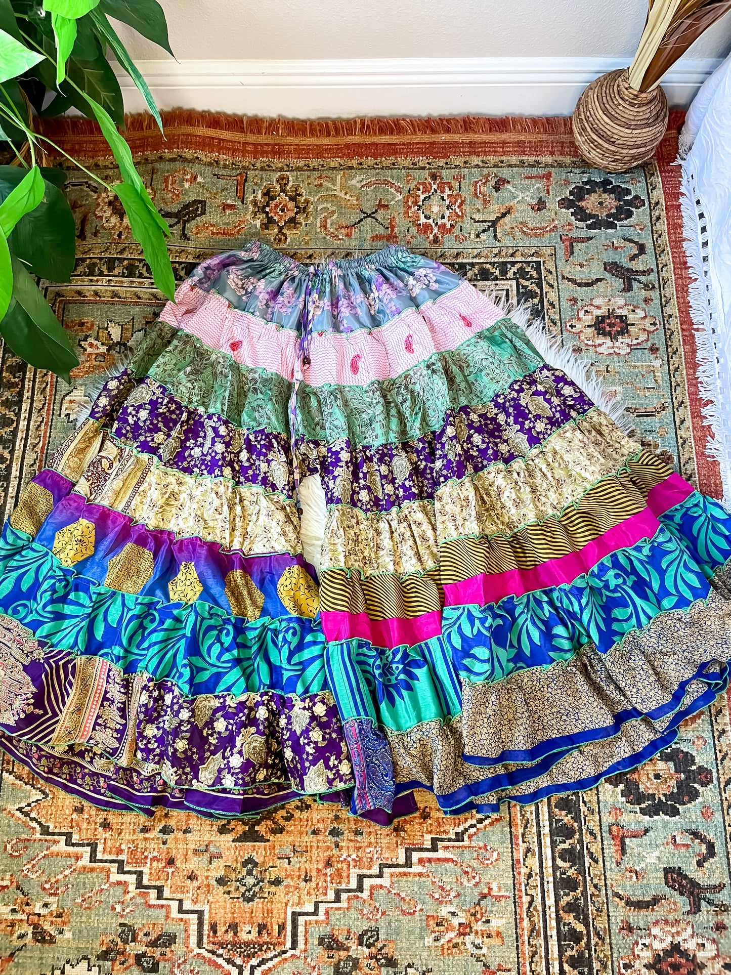 PATCHWORK TIERED PANTS