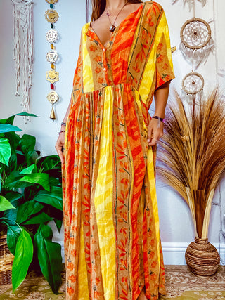 SUNSET FLORAL PATCHWORK DRESS