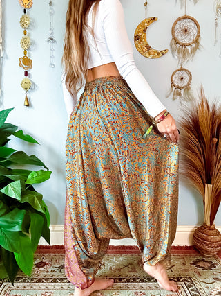 SILK DROP CROTCH HAREM TROUSERS