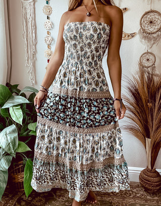 FLORAL PATCHWORK TIERED DRESS