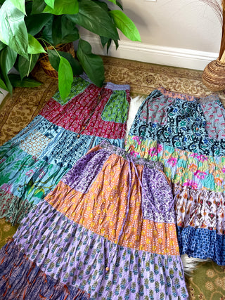 ELEANOR PATCHED TIERED SKIRT